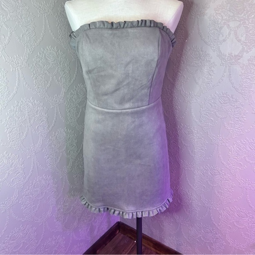 Elegant Gray Strapless Dress She & Sky L suede strapless dress gray new nwt